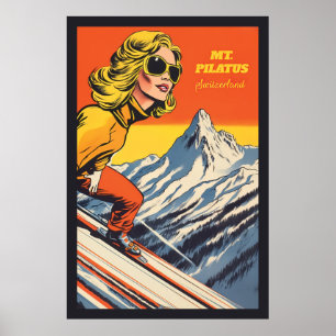Poster Mont Pilatus, Suisse, Ski