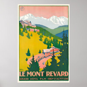 Poster Mont Revand Ski Alpes France Voyage Ancien