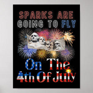 Poster Mont Rushmore 4 juillet Étincelles vont voler