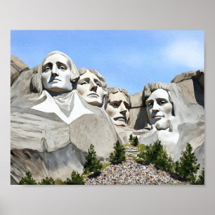 Poster Mont Rushmore Aquarelle