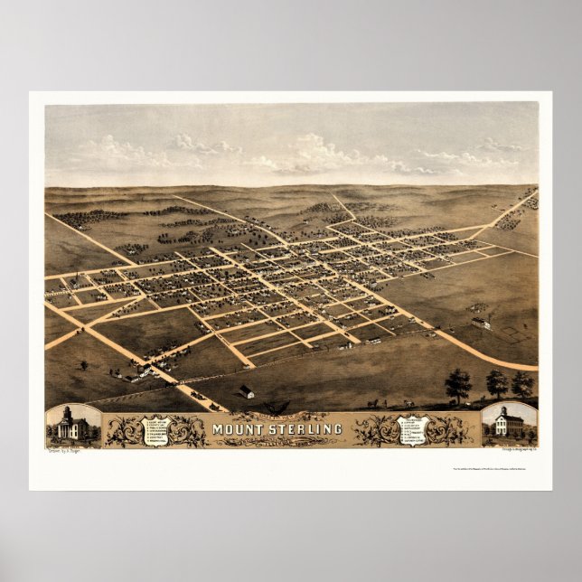 Poster Mont Sterling, IL Carte panoramique - 1869 (Devant)
