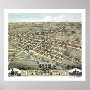 Poster Mont Vernon, OH Carte panoramique - 1870