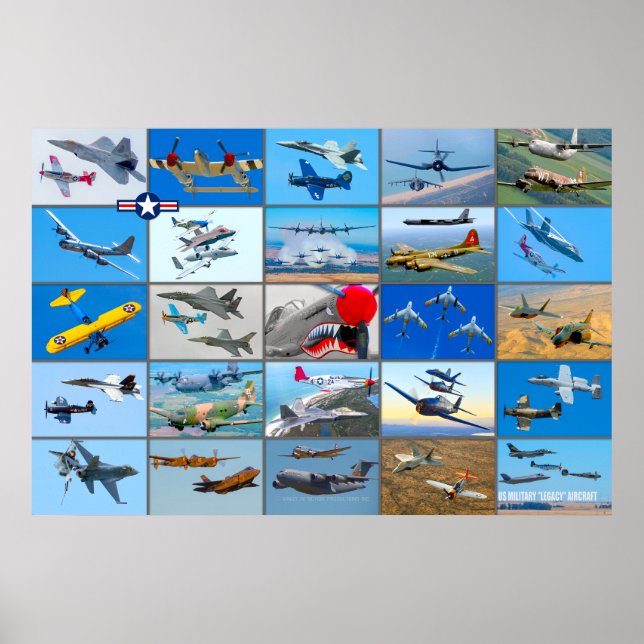 POSTER "MONTAGE" D'UN AVION D'HÉRITAGE MILITAIRE AMÉRICAI (Devant)