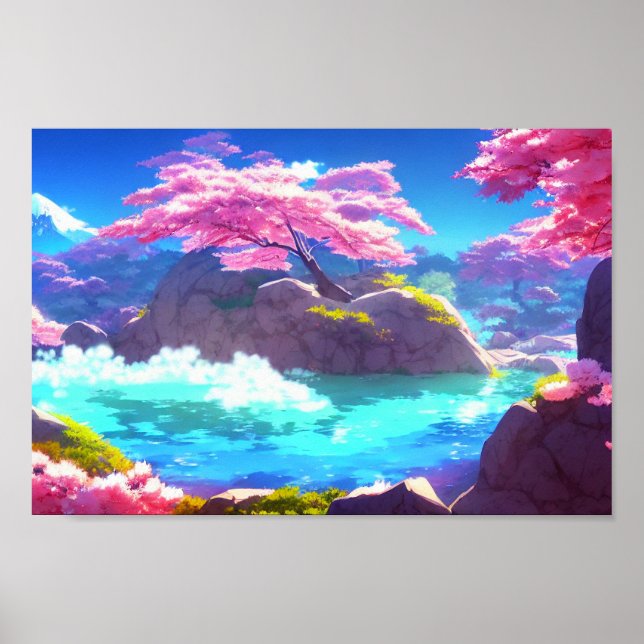 Poster Montagne de Cerisier Blossom (Devant)