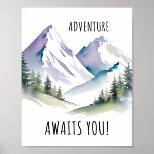 Poster montagne, flânerie, aventure vous attend