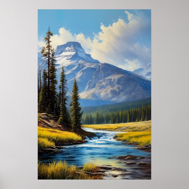 Poster Montagne majestueuse de neige (Devant)