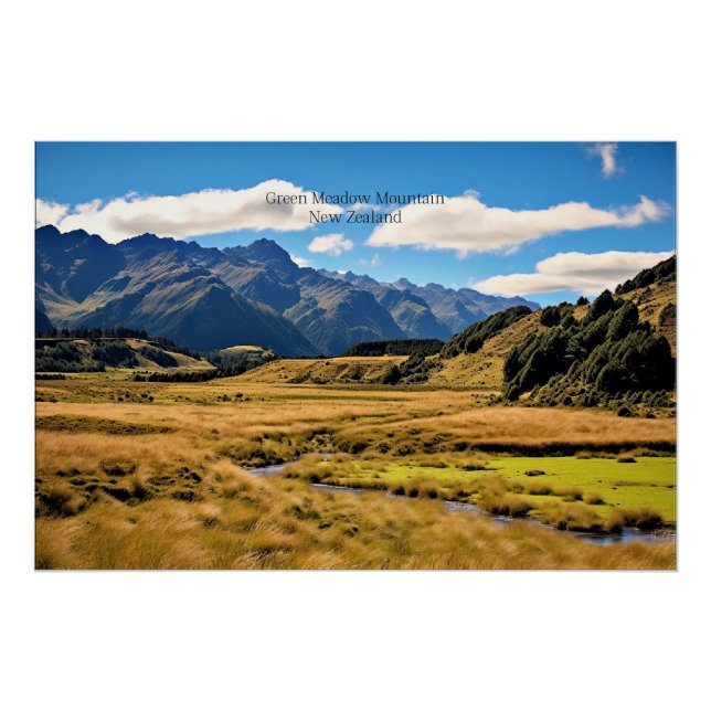 Poster Montagne Prairie Verte/généré par l'IA, (Devant)