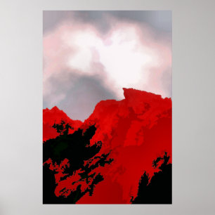 POSTER MONTAGNE ROUGE
