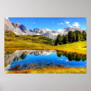 Poster Montagne verte du printemps Photo Lac Spring Mount