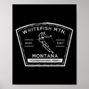 Poster Montagne Whitefish Montana Neige Ski