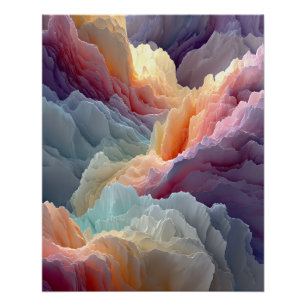 Poster Montagnes arc-en-ciel pastel surréalistes Paysage