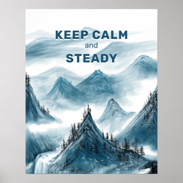 Poster Montagnes Art "Conserver le calme et la stabilité" (Devant)