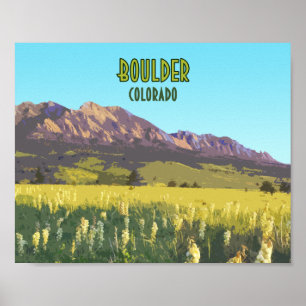 Poster Montagnes Boulder Colorado Flatirons Vintage