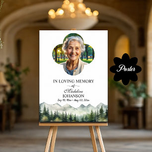 Poster Montagnes et arbres Célébration de la vie funérair
