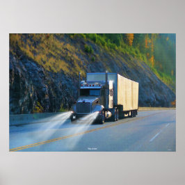 Poster Montagnes Rocheuses Cargo Truck Autoroute Conduite
