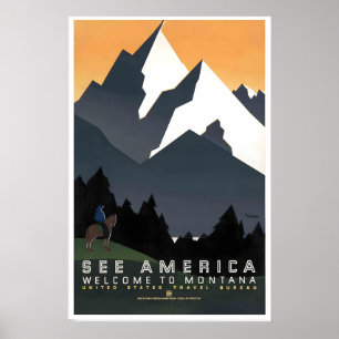 Poster Montana Amérique États-Unis Montagnes Rocheuses