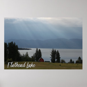 Poster Montana Flathead Lake Shore Red Granges