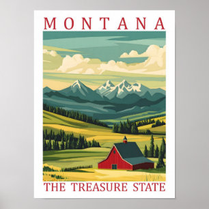 Poster Montana the Treasure State USA Travel Place