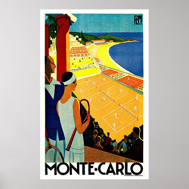Poster Monte Carlo Monaco Tennis Travel Art (Devant)