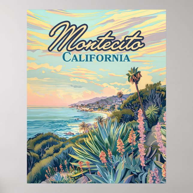 Poster Montecito California Père Noël Barbara Coastline (Devant)