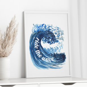 Poster Monter la citation de l'aquarelle de la vague