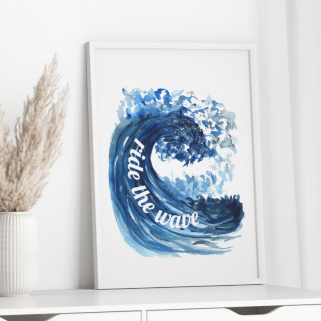 Poster Monter la citation de l'aquarelle de la vague (Créateur téléchargé)