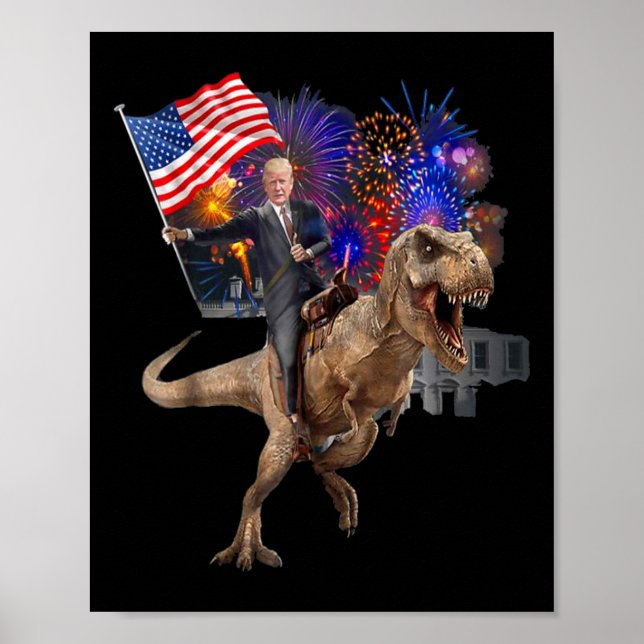 Poster Monter Un Dinosaure T-rex Soutenir Trump 2020 (Devant)