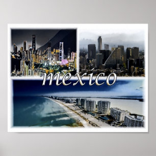 Poster Monterrey - Mexique - Mosaic -