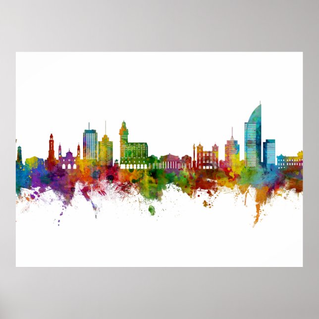 Poster Montevideo Skyline Uruguay (Devant)