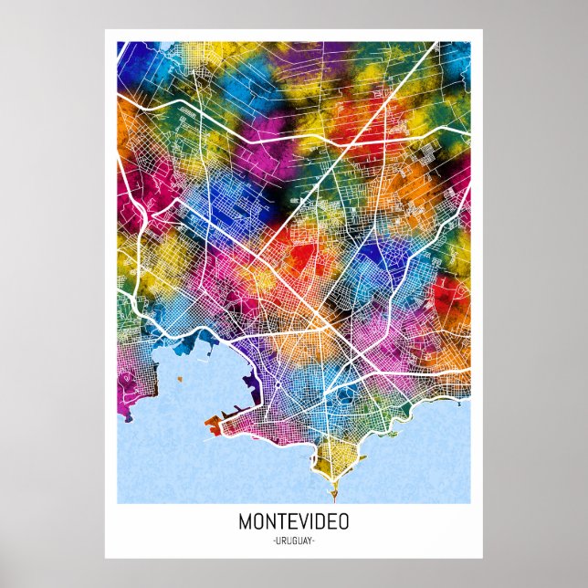 Poster Montevideo Uruguay City Plan (Devant)