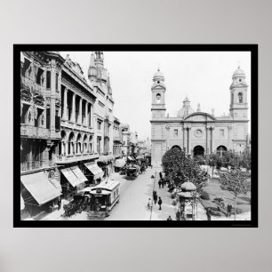 Poster Montevideo, Uruguay Street Scene 1906