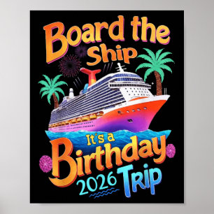 Poster Montez à bord du navire C'est un voyage d'annivers