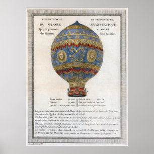 Poster Montgolfier Brothers 1783 Vol de ballon à air chau