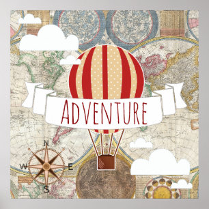 Poster Montgolfières Aventure Vintage dans le Monde