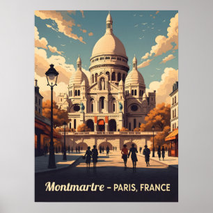 Poster Montmartre Paris avec basilique Coeur sacré
