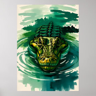 Poster Montre crocodile – Prédateur dans le marais