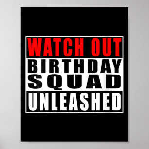 Poster Montre Femmes Attention Anniversaire Squad Déchaîn