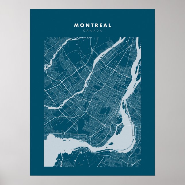 Poster Montréal - Canada Carte de la ville bleu foncé (Devant)