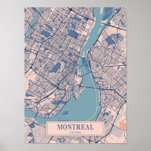 Poster Montréal Canada Carte de la ville venteuse Voyage