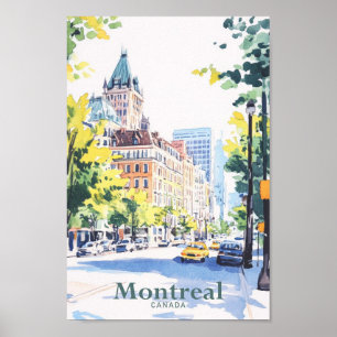 Poster Montréal Canada Illustration de peinture Gouache V