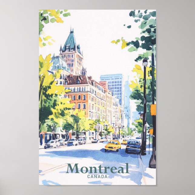 Poster Montréal Canada Illustration de peinture Gouache V (Devant)