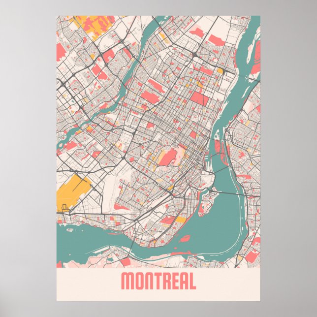 Poster Montréal - Carte de la ville de Chalk Canada (Devant)