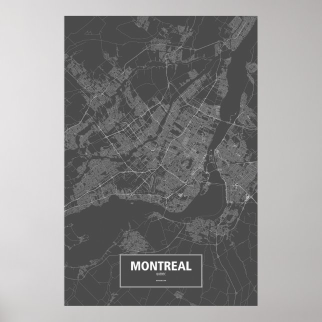 Poster Montréal (Québec) (blanc sur noir) (Devant)