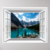 Monts 3D et paysage de lac Fake View