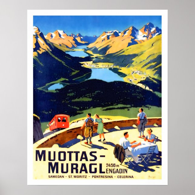Poster Monts Muottas Muragl paysage, Suisse (Devant)