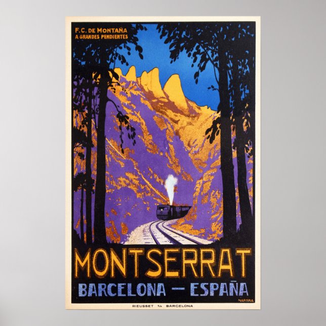 Poster MONTSERRAT Barcelona Espana Rack Railways Voyage (Devant)