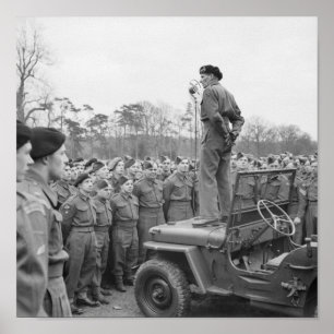 Poster Monty Addressing The Troops - 2ÈME GUERRE MONDIALE