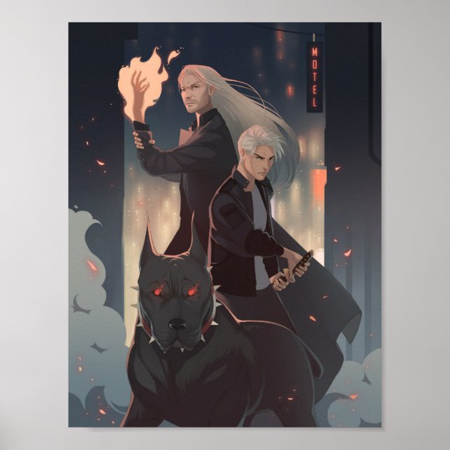 Poster Monty, Simon et pêches (Devant)