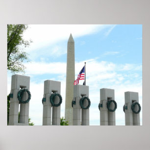 Poster Monument à Washington et mémorial 2ÈME GUERRE MOND