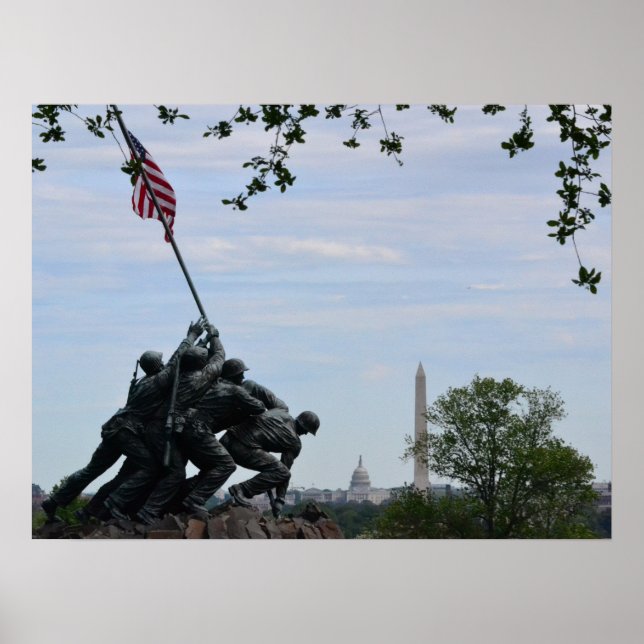 Poster Monument commémoratif Iwo Jima Marines à Arlingon, (Devant)